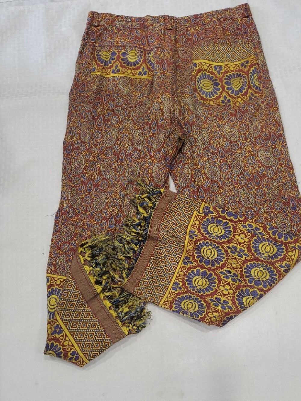 Boho Floral Border Chinos in Yellow & Brown - Picture 13 of 16